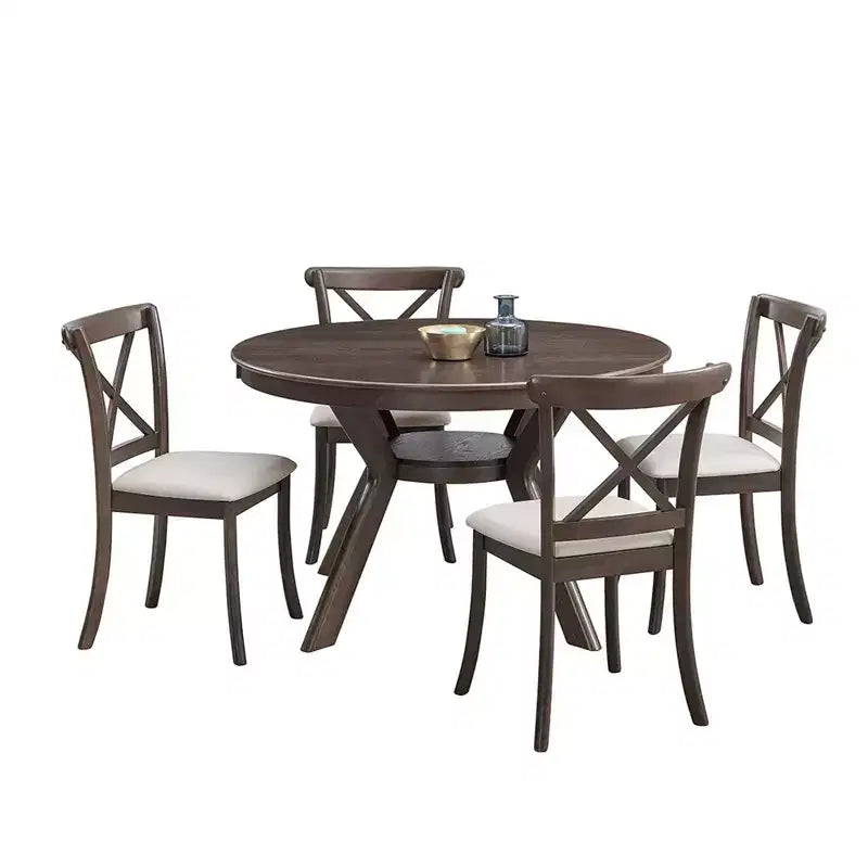 Table à manger ronde en bois Homy Casa avec étagère, table de salle à manger moderne pour la cuisine ou les petits espaces