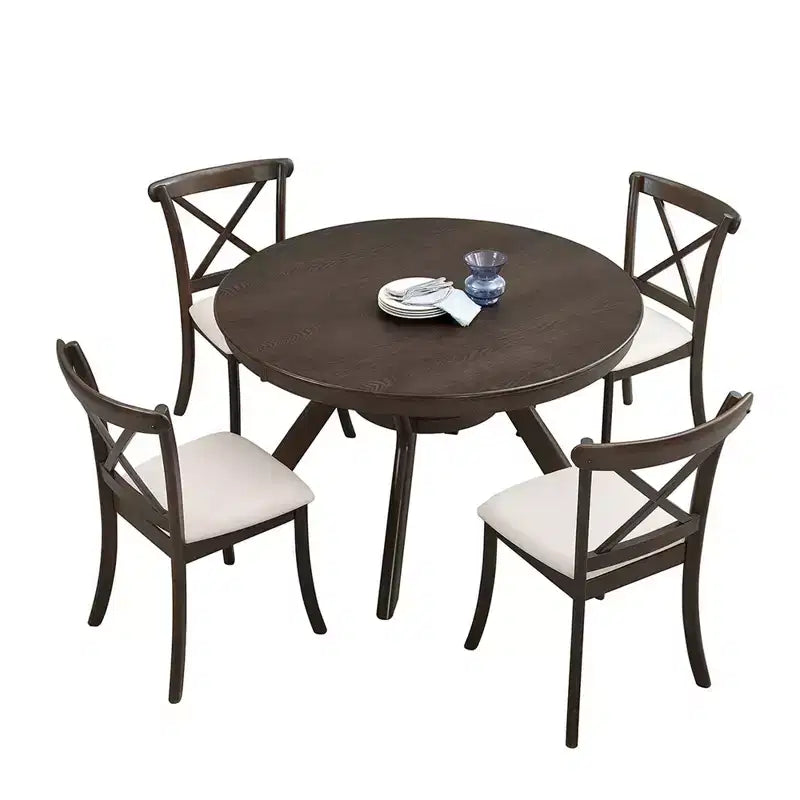 Table à manger ronde en bois Homy Casa avec étagère, table de salle à manger moderne pour la cuisine ou les petits espaces