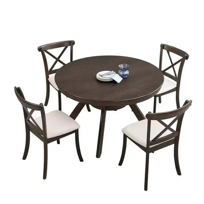Table à manger ronde en bois Homy Casa avec étagère, table de salle à manger moderne pour la cuisine ou les petits espaces