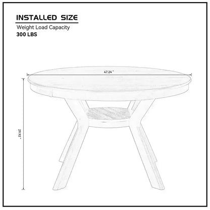 Table à manger ronde en bois Homy Casa avec étagère, table de salle à manger moderne pour la cuisine ou les petits espaces