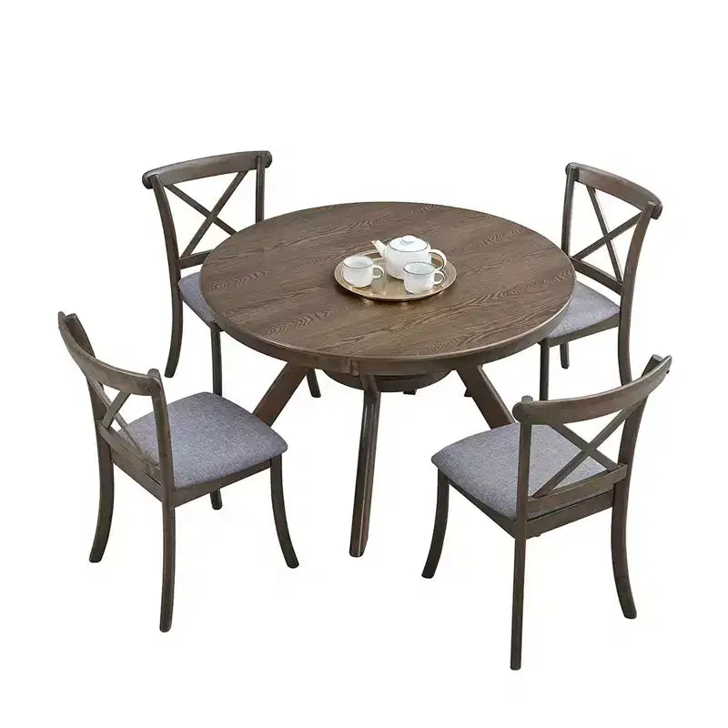 Table à manger ronde en bois Homy Casa avec étagère, table de salle à manger moderne pour la cuisine ou les petits espaces