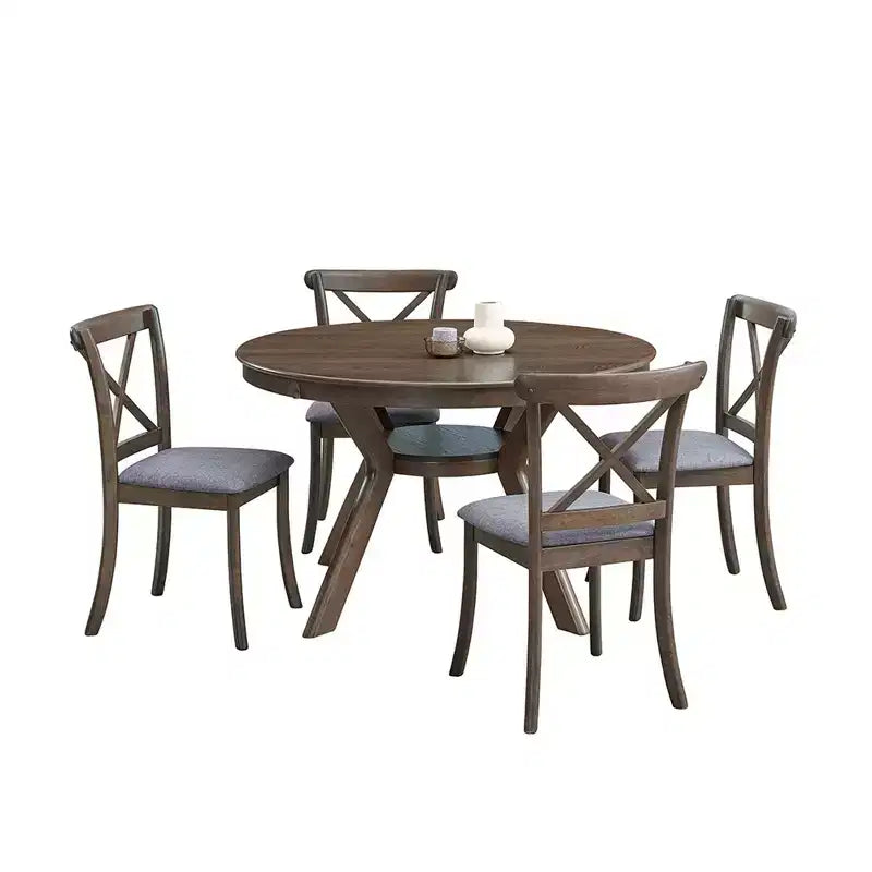 Table à manger ronde en bois Homy Casa avec étagère, table de salle à manger moderne pour la cuisine ou les petits espaces