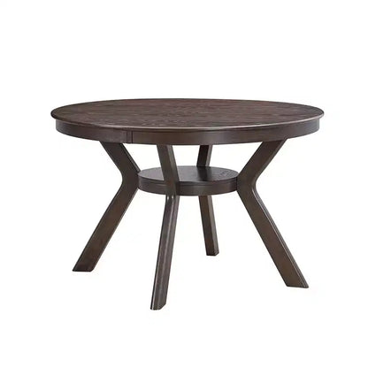 Table à manger ronde en bois Homy Casa avec étagère, table de salle à manger moderne pour la cuisine ou les petits espaces