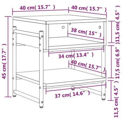 vidaXL Table basse chêne fumé – Meuble d'appoint style industriel pour salon – Bois d'ingénierie avec cadre en métal, étagère de rangement, pieds réglables