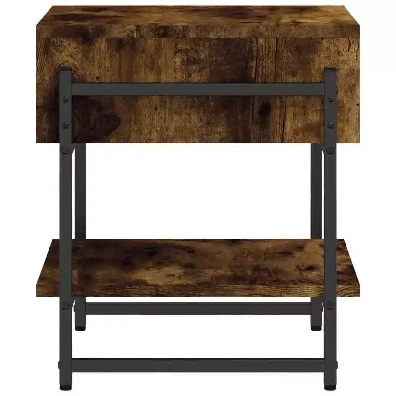 vidaXL Table basse chêne fumé – Meuble d'appoint style industriel pour salon – Bois d'ingénierie avec cadre en métal, étagère de rangement, pieds réglables