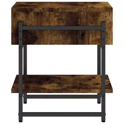 vidaXL Table basse chêne fumé – Meuble d'appoint style industriel pour salon – Bois d'ingénierie avec cadre en métal, étagère de rangement, pieds réglables