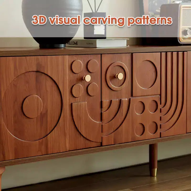 JVNOXK Meuble TV du milieu du siècle, meuble TV média moderne avec 4 placards, centre de divertissement en bois pour TV de 55 pouces et plus, console TV minimaliste pour salon
