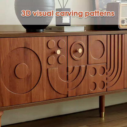 JVNOXK Meuble TV du milieu du siècle, meuble TV média moderne avec 4 placards, centre de divertissement en bois pour TV de 55 pouces et plus, console TV minimaliste pour salon