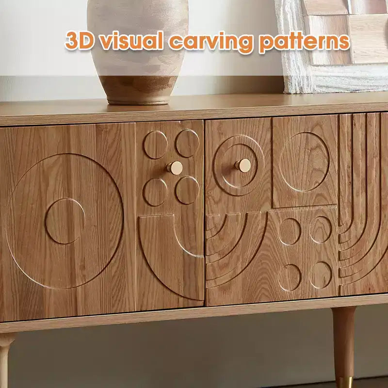 JVNOXK Meuble TV du milieu du siècle, meuble TV média moderne avec 4 placards, centre de divertissement en bois pour TV de 55 pouces et plus, console TV minimaliste pour salon