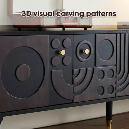 JVNOXK Meuble TV du milieu du siècle, meuble TV média moderne avec 4 placards, centre de divertissement en bois pour TV de 55 pouces et plus, console TV minimaliste pour salon