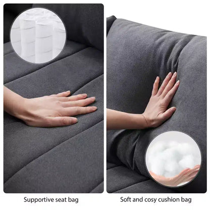 GDFStudio Kingsley Canapé d'angle moderne en L 5 places 90x80 avec pouf mobile
