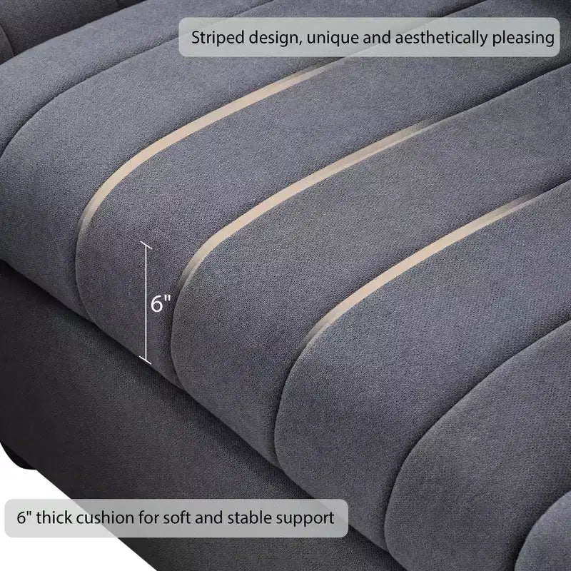 GDFStudio Kingsley Canapé d'angle moderne en L 5 places 90x80 avec pouf mobile