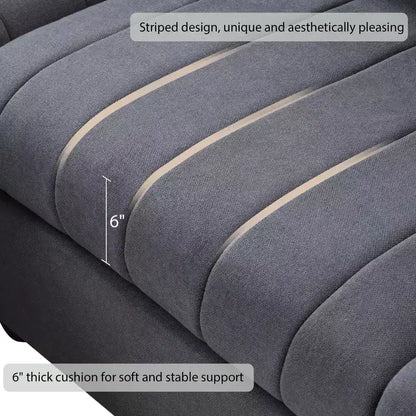 GDFStudio Kingsley Canapé d'angle moderne en L 5 places 90x80 avec pouf mobile