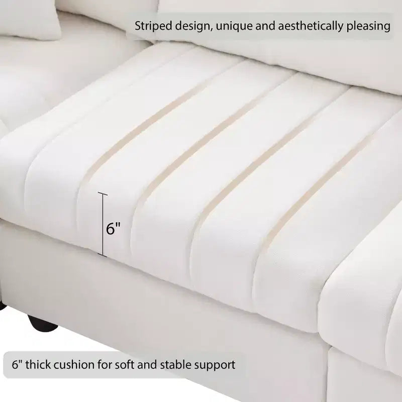GDFStudio Kingsley Canapé d'angle moderne en L 5 places 90x80 avec pouf mobile