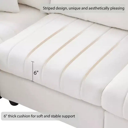 GDFStudio Kingsley Canapé d'angle moderne en L 5 places 90x80 avec pouf mobile