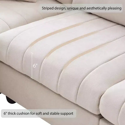 GDFStudio Kingsley Canapé d'angle moderne en L 5 places 90x80 avec pouf mobile