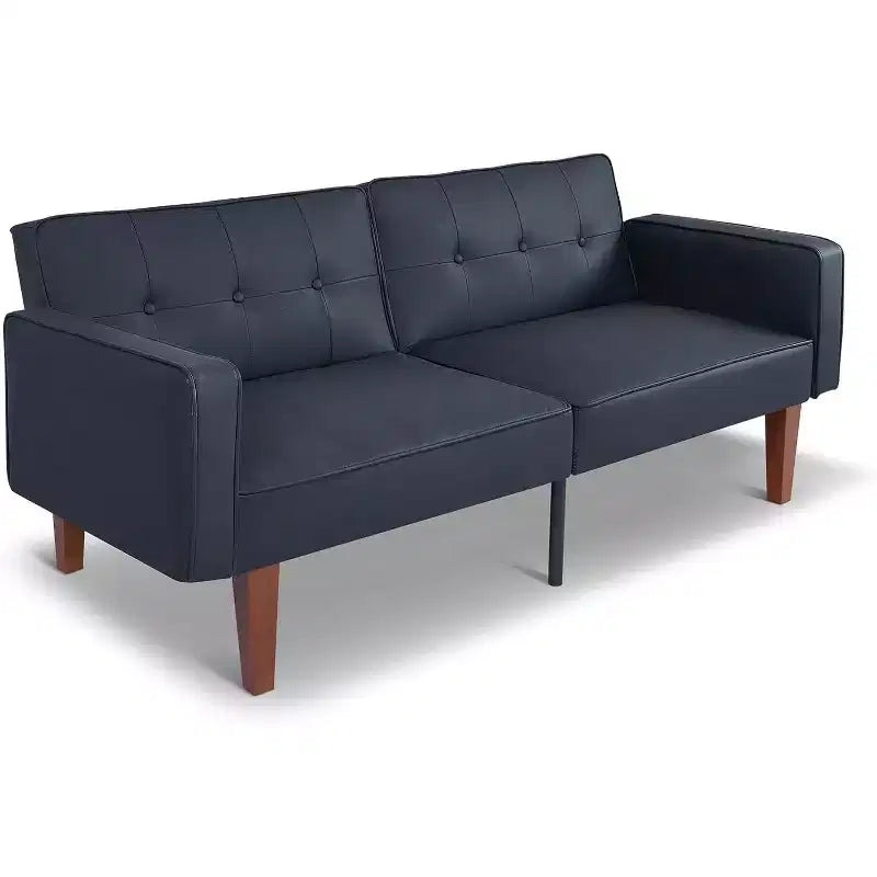 Canapé-lit convertible Zevemomo avec dossier réglable, fait office de fauteuil inclinable et de causeuse, coussins en mousse et ressorts, noir mat
