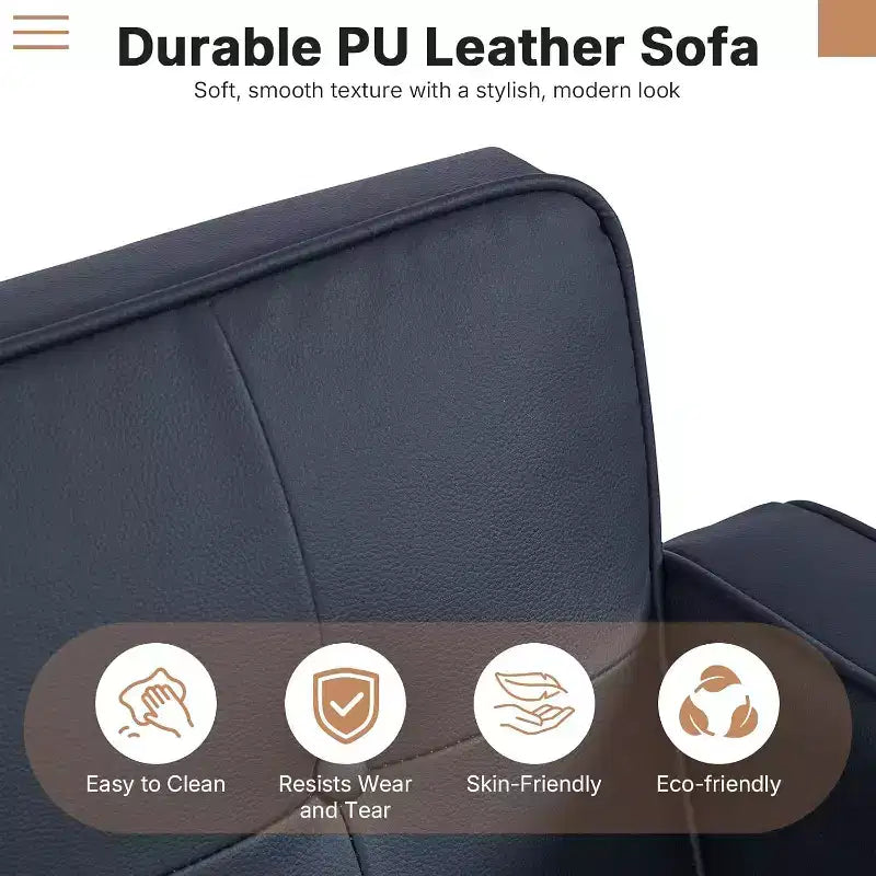 Canapé-lit convertible Zevemomo avec dossier réglable, fait office de fauteuil inclinable et de causeuse, coussins en mousse et ressorts, noir mat