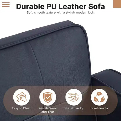 Canapé-lit convertible Zevemomo avec dossier réglable, fait office de fauteuil inclinable et de causeuse, coussins en mousse et ressorts, noir mat