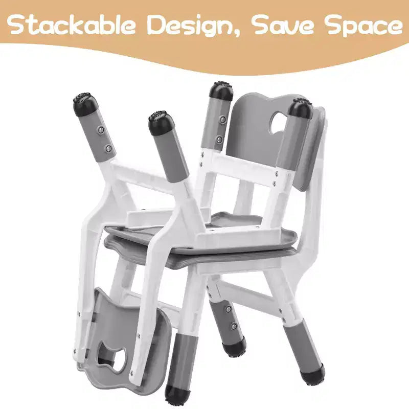 GustoWave Lot de 2 chaises réglables pour enfants, hauteur à 3 niveaux de 54,1 à 58,2 cm, dossier ergonomique, patins antidérapants, PP sûr, pour les 2-12 ans