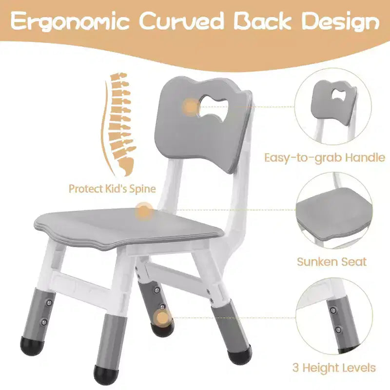 GustoWave Lot de 2 chaises réglables pour enfants, hauteur à 3 niveaux de 54,1 à 58,2 cm, dossier ergonomique, patins antidérapants, PP sûr, pour les 2-12 ans