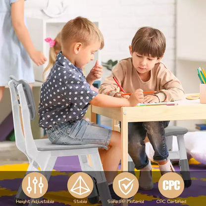 GustoWave Lot de 2 chaises réglables pour enfants, hauteur à 3 niveaux de 54,1 à 58,2 cm, dossier ergonomique, patins antidérapants, PP sûr, pour les 2-12 ans