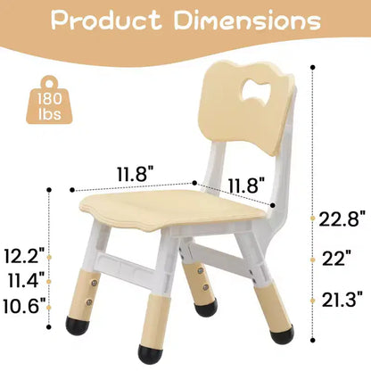 GustoWave Lot de 2 chaises réglables pour enfants, hauteur à 3 niveaux de 54,1 à 58,2 cm, dossier ergonomique, patins antidérapants, PP sûr, pour les 2-12 ans