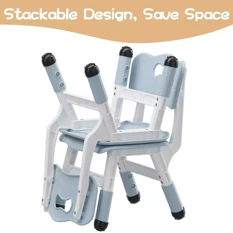GustoWave Lot de 2 chaises réglables pour enfants, hauteur à 3 niveaux de 54,1 à 58,2 cm, dossier ergonomique, patins antidérapants, PP sûr, pour les 2-12 ans