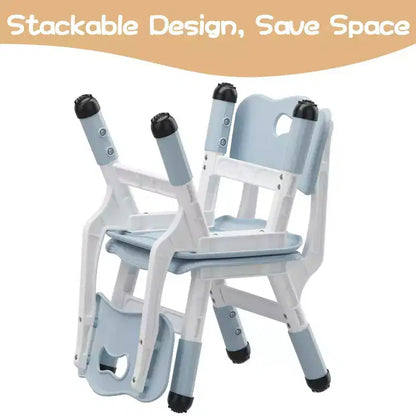 GustoWave Lot de 2 chaises réglables pour enfants, hauteur à 3 niveaux de 54,1 à 58,2 cm, dossier ergonomique, patins antidérapants, PP sûr, pour les 2-12 ans