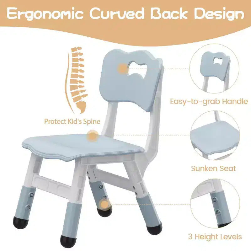 GustoWave Lot de 2 chaises réglables pour enfants, hauteur à 3 niveaux de 54,1 à 58,2 cm, dossier ergonomique, patins antidérapants, PP sûr, pour les 2-12 ans