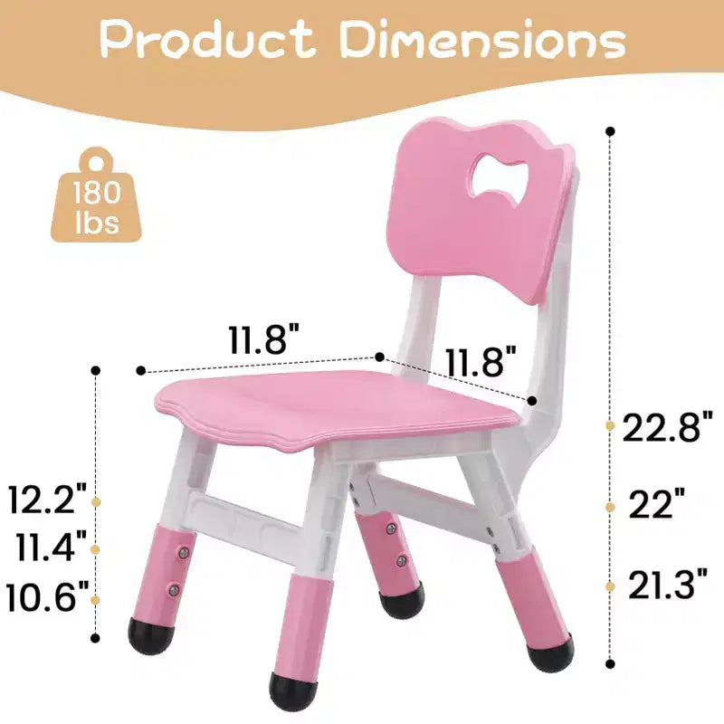 GustoWave Lot de 2 chaises réglables pour enfants, hauteur à 3 niveaux de 54,1 à 58,2 cm, dossier ergonomique, patins antidérapants, PP sûr, pour les 2-12 ans