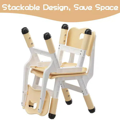 GustoWave Lot de 2 chaises réglables pour enfants, hauteur à 3 niveaux de 54,1 à 58,2 cm, dossier ergonomique, patins antidérapants, PP sûr, pour les 2-12 ans