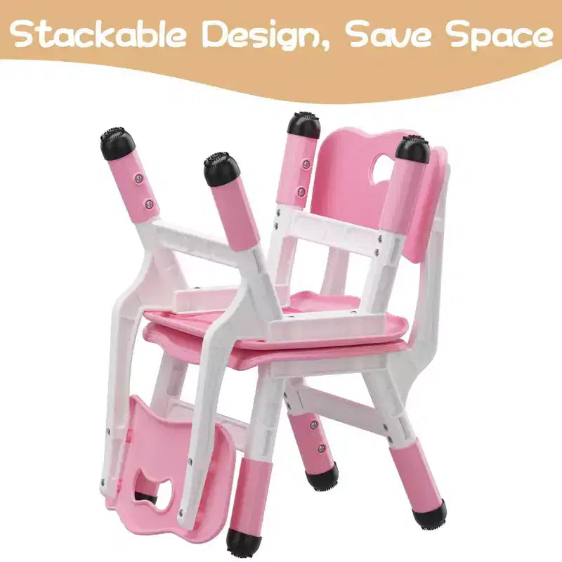GustoWave Lot de 2 chaises réglables pour enfants, hauteur à 3 niveaux de 54,1 à 58,2 cm, dossier ergonomique, patins antidérapants, PP sûr, pour les 2-12 ans