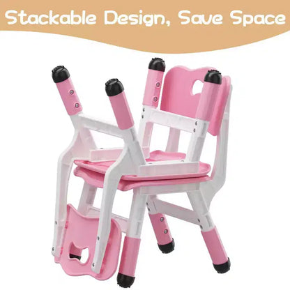 GustoWave Lot de 2 chaises réglables pour enfants, hauteur à 3 niveaux de 54,1 à 58,2 cm, dossier ergonomique, patins antidérapants, PP sûr, pour les 2-12 ans