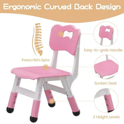 GustoWave Lot de 2 chaises réglables pour enfants, hauteur à 3 niveaux de 54,1 à 58,2 cm, dossier ergonomique, patins antidérapants, PP sûr, pour les 2-12 ans