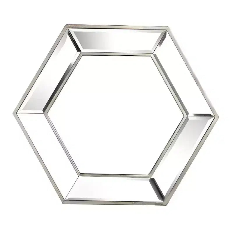 HomeRoots 18 Silver Hexagon Glass Framed Accent Mirror