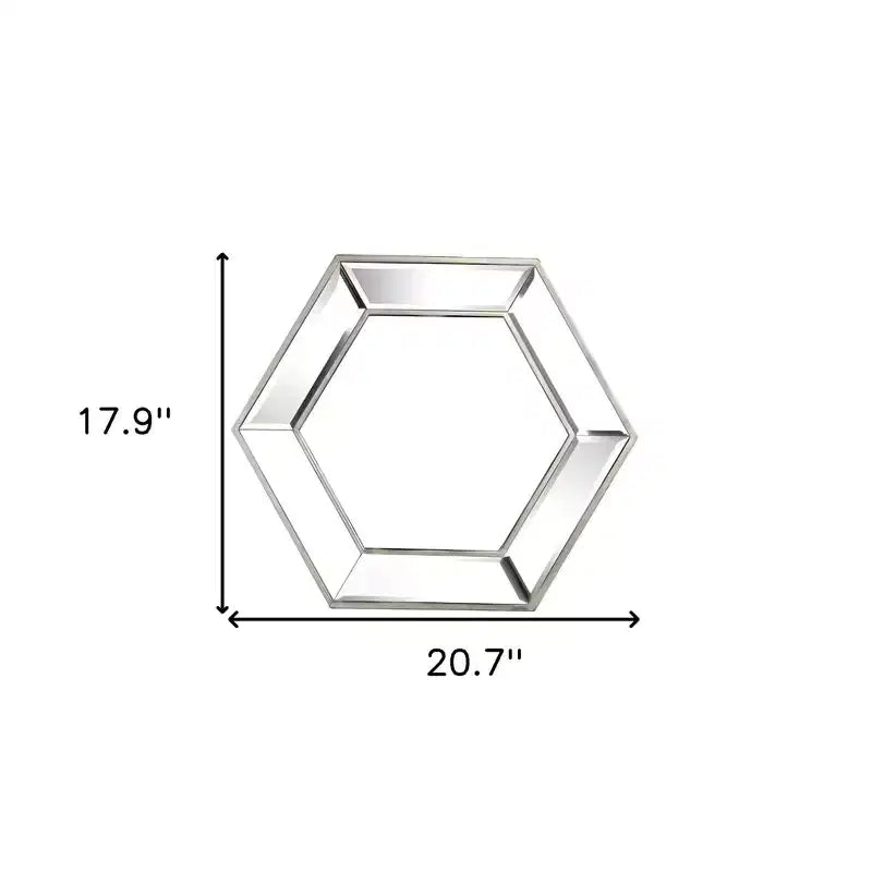 Miroir d'appoint encadré en verre hexagonal argenté HomeRoots 18