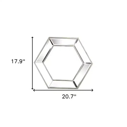 Miroir d'appoint encadré en verre hexagonal argenté HomeRoots 18