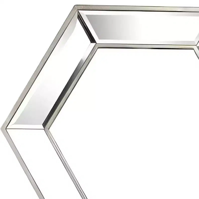 Miroir d'appoint encadré en verre hexagonal argenté HomeRoots 18