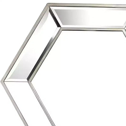 Miroir d'appoint encadré en verre hexagonal argenté HomeRoots 18