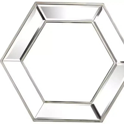 Miroir d'appoint encadré en verre hexagonal argenté HomeRoots 18