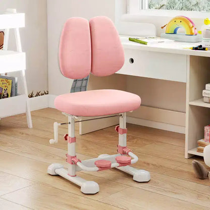 Chaise d'étude pour enfants Costway avec double dossier réglable, repose-pieds, hauteur et profondeur d'assise réglables Gris/Bleu/Rose