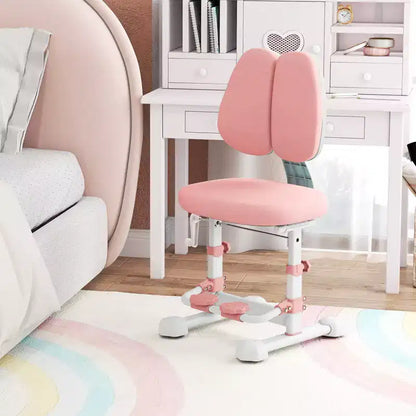 Chaise d'étude pour enfants Costway avec double dossier réglable, repose-pieds, hauteur et profondeur d'assise réglables Gris/Bleu/Rose