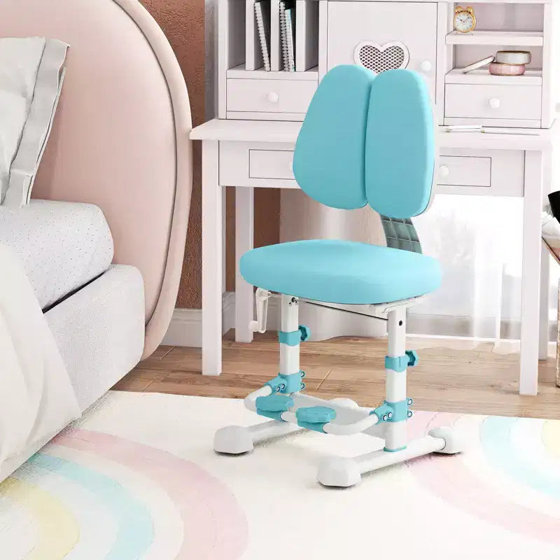 Chaise d'étude pour enfants Costway avec double dossier réglable, repose-pieds, hauteur et profondeur d'assise réglables Gris/Bleu/Rose