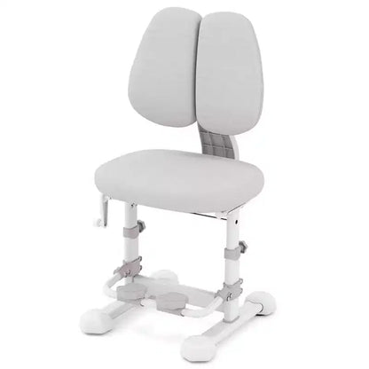 Chaise d'étude pour enfants Costway avec double dossier réglable, repose-pieds, hauteur et profondeur d'assise réglables Gris/Bleu/Rose