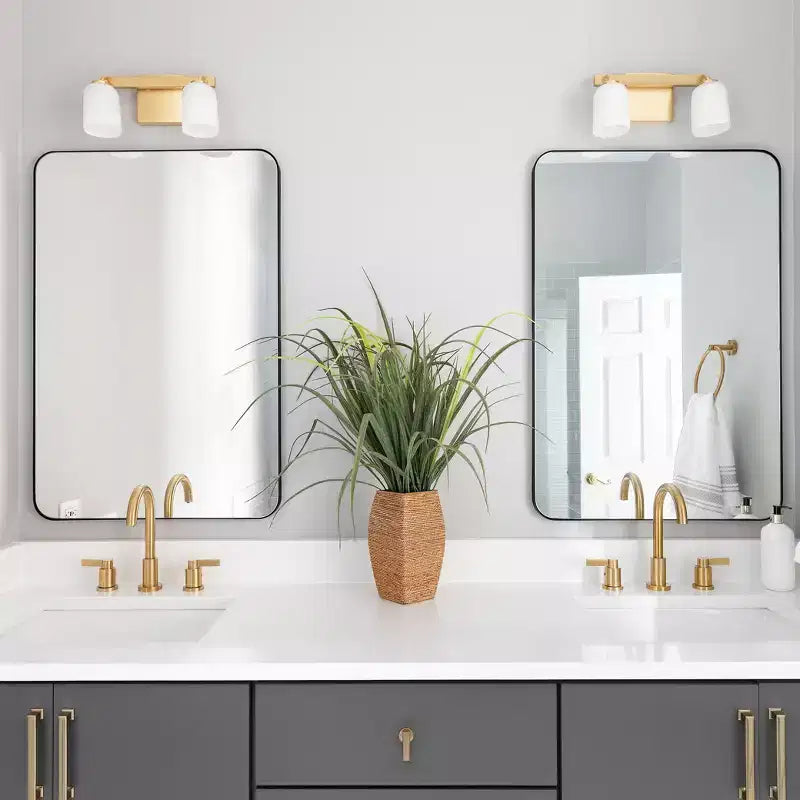 Miroir de salle de bain rectangulaire Okak Minimalism, miroir mural avec cadre en métal et coins arrondis, miroir de courtoisie pour salle de bain