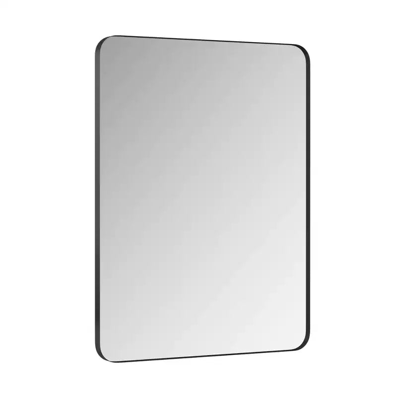 Miroir de salle de bain rectangulaire Okak Minimalism, miroir mural avec cadre en métal et coins arrondis, miroir de courtoisie pour salle de bain