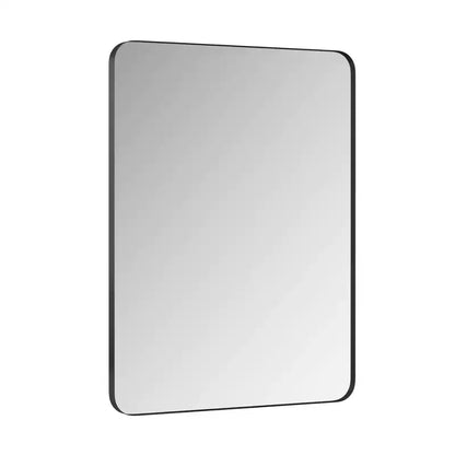 Miroir de salle de bain rectangulaire Okak Minimalism, miroir mural avec cadre en métal et coins arrondis, miroir de courtoisie pour salle de bain