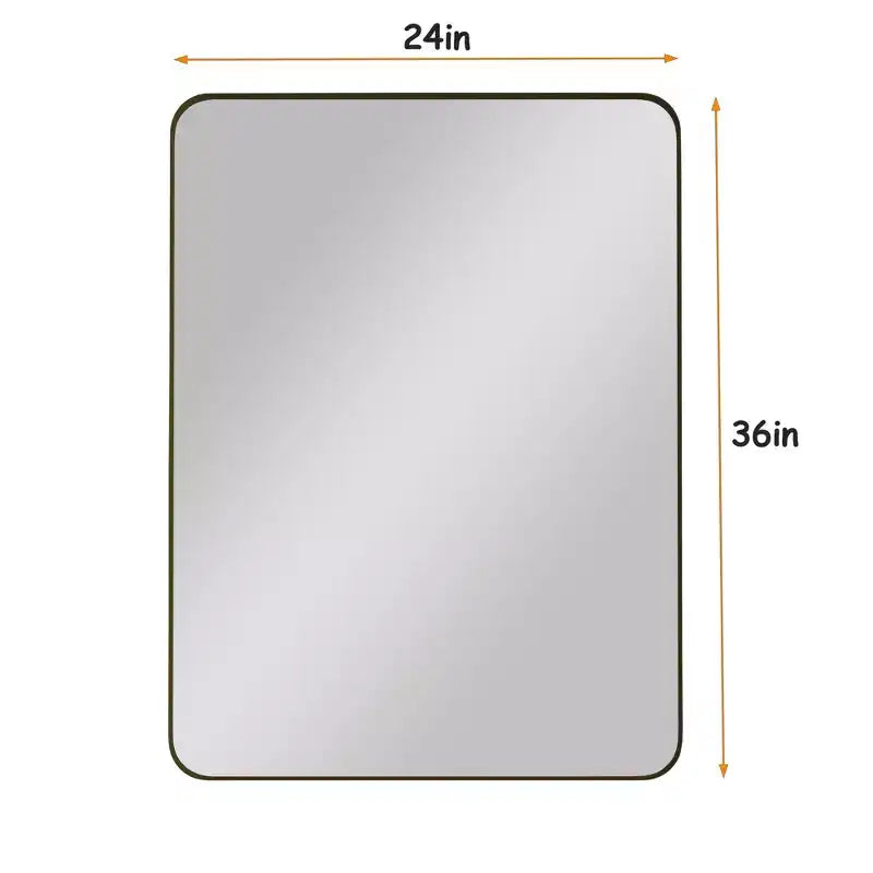 Miroir de salle de bain rectangulaire Okak Minimalism, miroir mural avec cadre en métal et coins arrondis, miroir de courtoisie pour salle de bain