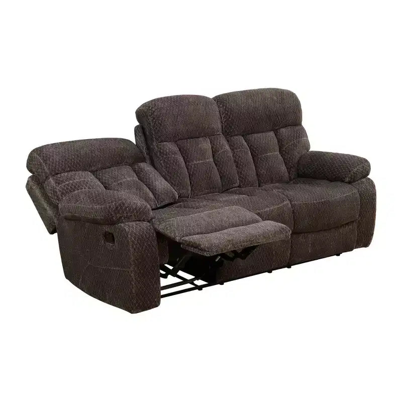 Canapé inclinable MAYEERTY, fauteuil inclinable 3 places en tissu respirant anti-boulochage avec porte-gobelet relevable pour salon, marron